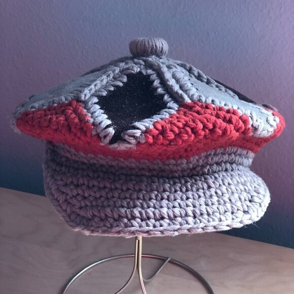 Vintage Knitali Crochet Wool Leather Newsboy Cap - Made in Italy - Picture 2 of 8